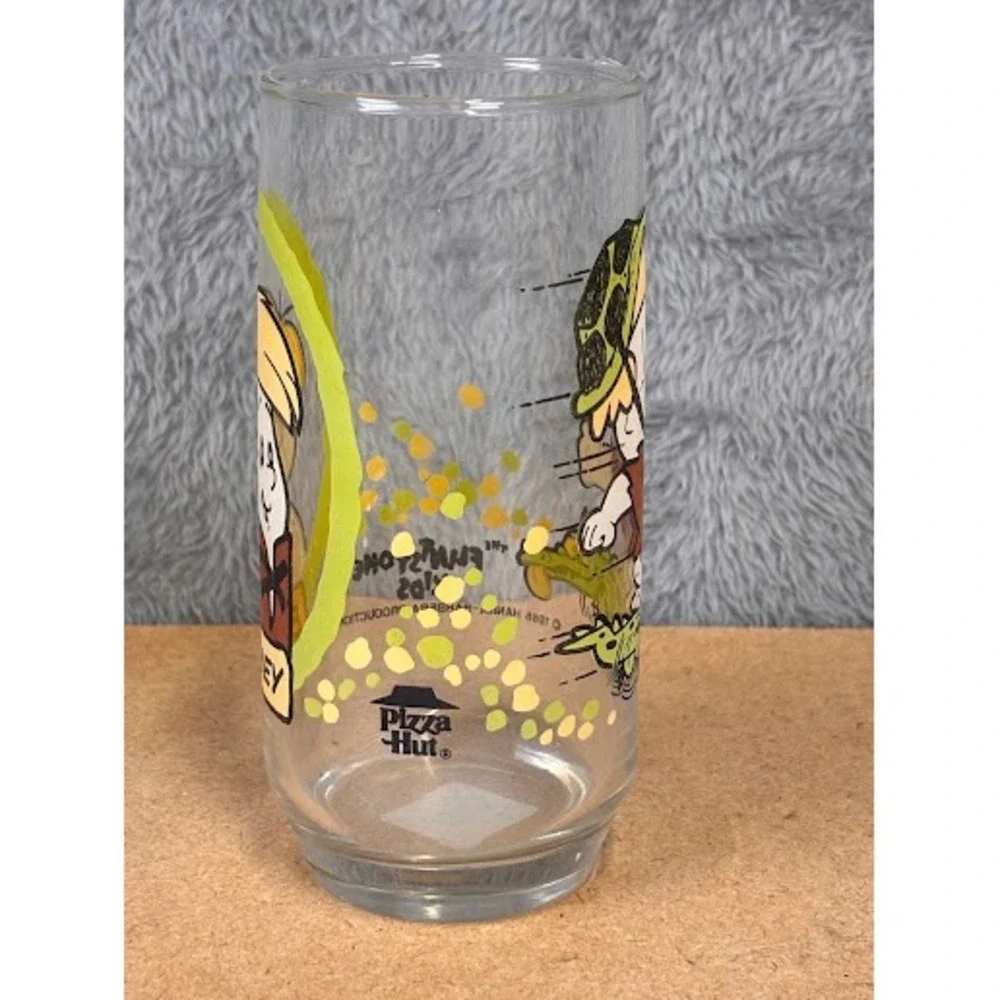 Vintage‎ 1986 Pizza Hut The Flintstone Kids Barney Glass Hanna-Barbera Promo